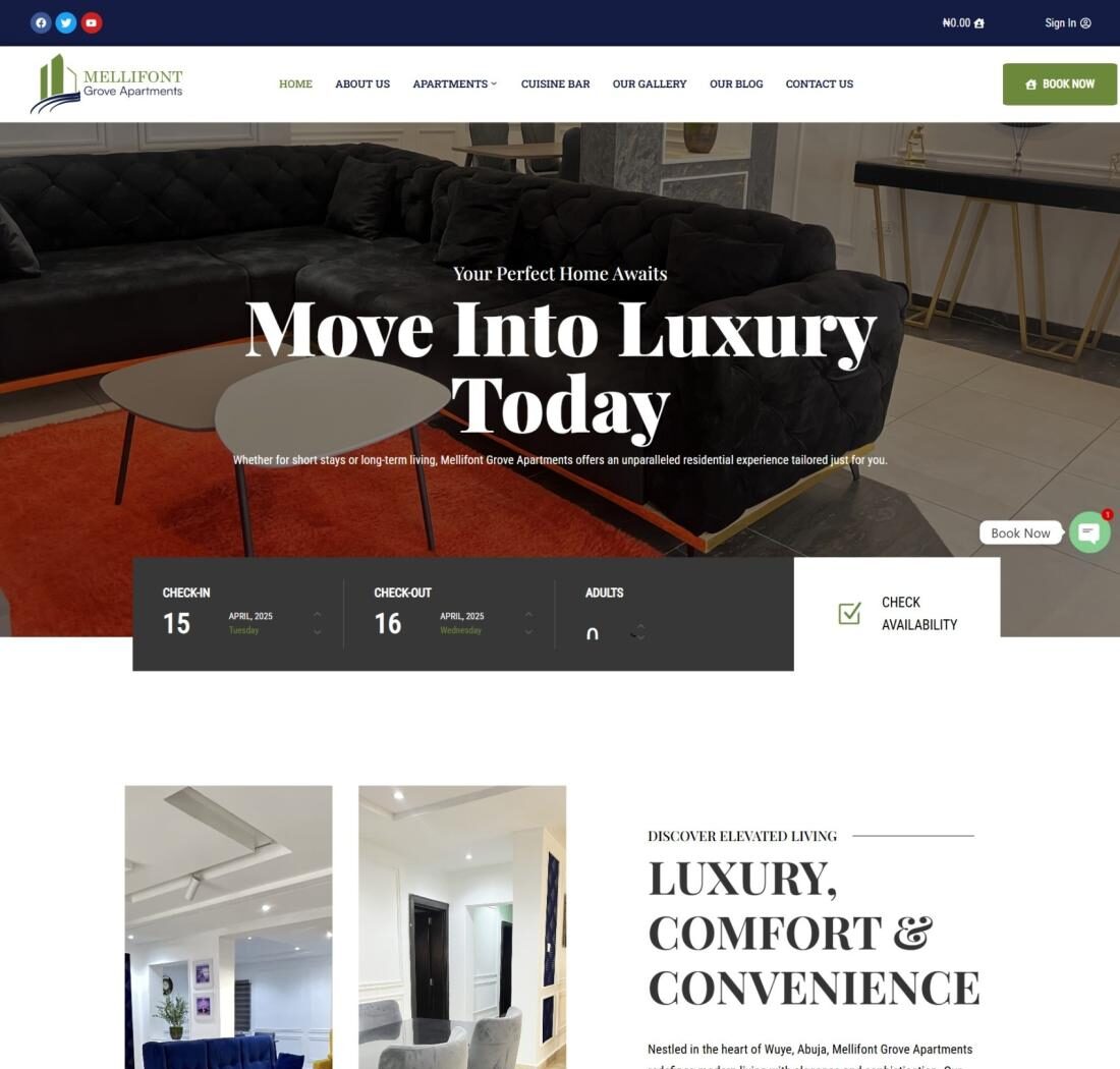 Mellifont Grove Apartment Booking website