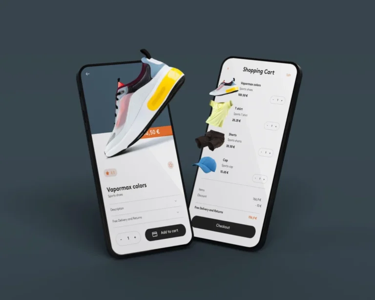 Mobile-first e-commerce app screens
